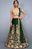 Dark Green Silk Lehenga with Silk Choli and Net Dupatta