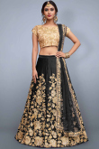 Dusty Black Silk Lehenga with Silk Choli and Net Dupatta