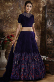 Navy Blue Silk Lehenga with Navy Blue Silk Choli