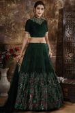 Dark Green Silk Lehenga with Dark Green Silk Choli