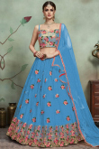 Sky Blue Net Lehenga with Net Choli for Wedding & Party