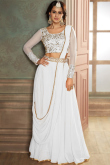 Plain Georgette White Wedding Wear Lehenga