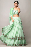 Seafoam Green Georgette Embroidered Bridesmaid Lehenga