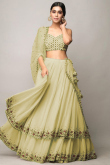 Cream-Beige Georgette Embroidered Bridesmaid Lehenga