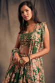 Sequins Embroidered Georgette Green Lehenga for Wedding & Party