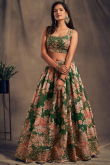 Sequins Embroidered Georgette Green Lehenga for Wedding & Party