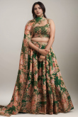Sequins Embroidered Georgette Green Plus Size Lehenga