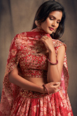 Brick Red Organza Sequins Embroidered Lehenga for Wedding & Party