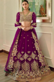 Magenta Pink Net Embroidered Designer Bridal Lehenga