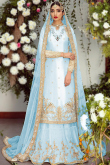 Sky Blue Net Embroidered Pakistani Wedding Lehenga Choli