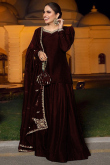 Dark Maroon Silk Pakistani Party Wear Lehenga