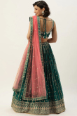 Peacock Green Georgette Embroidered Lehenga for Wedding & Party