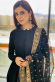 Maya Ali Black Georgette Wedding Anarkali Suit With Zari Work