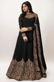 Plus Size Black Georgette Embroidered Anarkali Suit 
