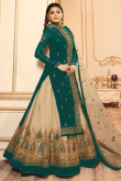 Teal Green Net Lehenga with Silk Choli