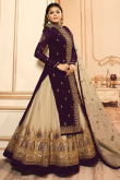 Dark Purple al Net Lehenga with Silk Choli