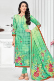 Glorious Cotton Churidar Suits In Green Color