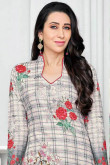 Grey Cotton Embroidered Churidar Suits