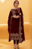Maroon Georgette Straight Cut Churidar Suit Wedding Special