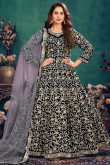 Sequins Embroidered Velvet Black Anarkali Suit