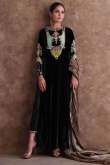 Black Velvet Embroidered Trouser Suit