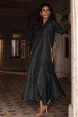 Black Florida Silk Trouser Suit With Zardosi Work