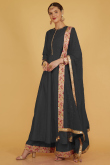 Black Silk Festive Wear Wedding Trouser Suit