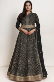 Georgette Plus Size Black Lace Embroidered Anarkali Suit for Wedding Party