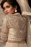 Plain Beige Indo Western Jacket Style Dhoti With Top 