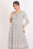 Light Mauve Georgette Embroidered Front Slit Suit 