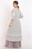 Light Mauve Georgette Embroidered Front Slit Suit 