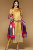 Mustard Color Straight Cut Suit for Eid
