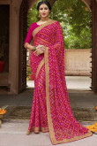 Magenta Georgette Saree With Georgette Blouse