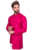 Magenta Khadi Silk Asymmetric Kurta With Churidar