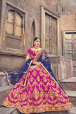 Magenta Pink Art Silk Embroidered Lehenga
