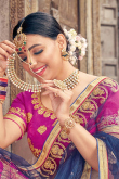 Magenta Pink Art Silk Embroidered Lehenga