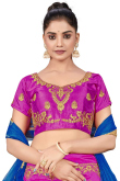 Magenta Pink Art Silk Embroidered Paneled Style Lehenga choli 
