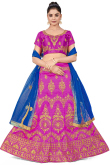 Magenta Pink Art Silk Embroidered Paneled Style Lehenga choli 