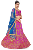 Magenta Pink Art Silk Embroidered Paneled Style Lehenga choli 