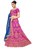Magenta Pink Art Silk Embroidered Paneled Style Lehenga choli 