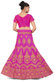 Magenta Pink Art Silk Embroidered Paneled Style Lehenga choli 