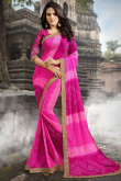 Magenta Pink Woven Daily Wear Saree in Georgette