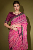 Georgette Saree with Lace Embroidery in Magenta Pink for Party 