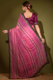 Georgette Saree with Lace Embroidery in Magenta Pink for Party 
