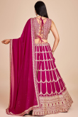 Magenta Pink Georgette Zari Embroidered Panelled Style Lehenga