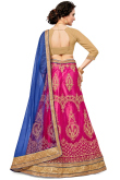 Magenta Pink Net Embroidered Wedding Wear Lehenga