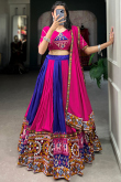 Magenta Pink Rayon Printed Panelled Style Chaniya Choli
