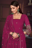 Magenta Pink Zari Embroidered Georgette Anarkali Suit for Wedding & Party