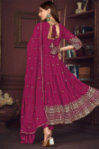 Magenta Pink Zari Embroidered Georgette Anarkali Suit for Wedding & Party