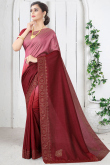 Maroon And Pink Stone Work Art Silk Saree